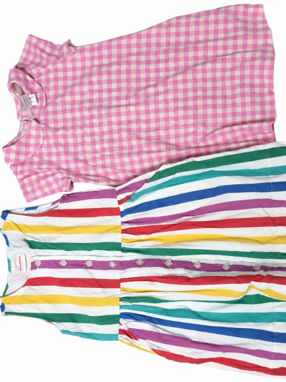 Hanna Andersson Girls Dress Lot of 2 Rainbow Gingham Size 5 XS